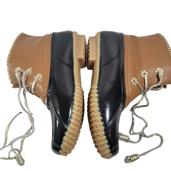 Jack Roger's  Chloe Size 9 Duck Boot Black Brown Gold Laced Fleece lined Rubber - Picture 6 of 7
